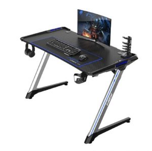 DXRacer Nex Gaming Desk - Black/Silver/Blue