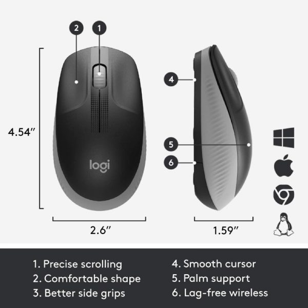 Logitech M191 Wireless Mouse – Mid Grey