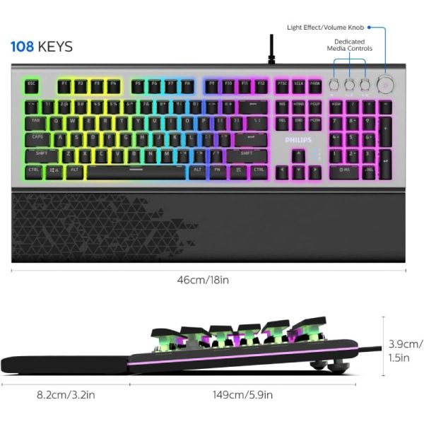 Philips G624 RGB Mechanical Gaming Keyboard SPK8624
