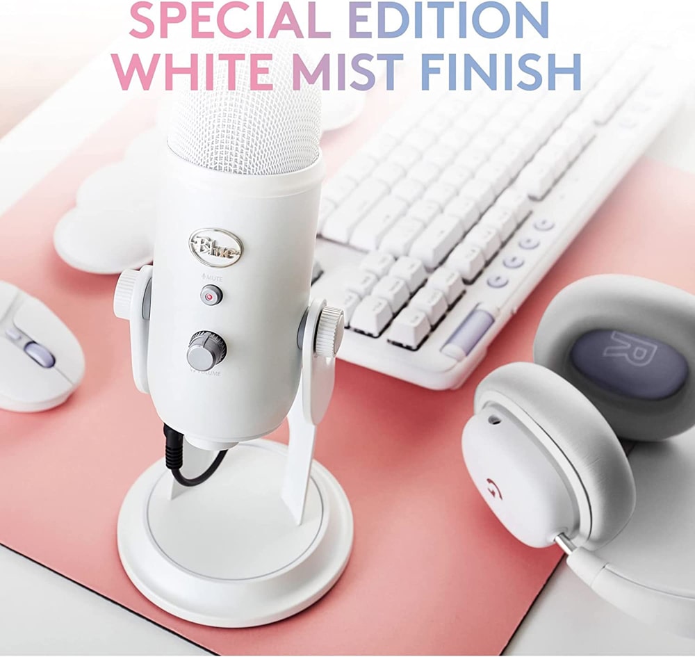 Blue Yeti Aurora Collection Multi-Pattern USB Microphone – White Mist