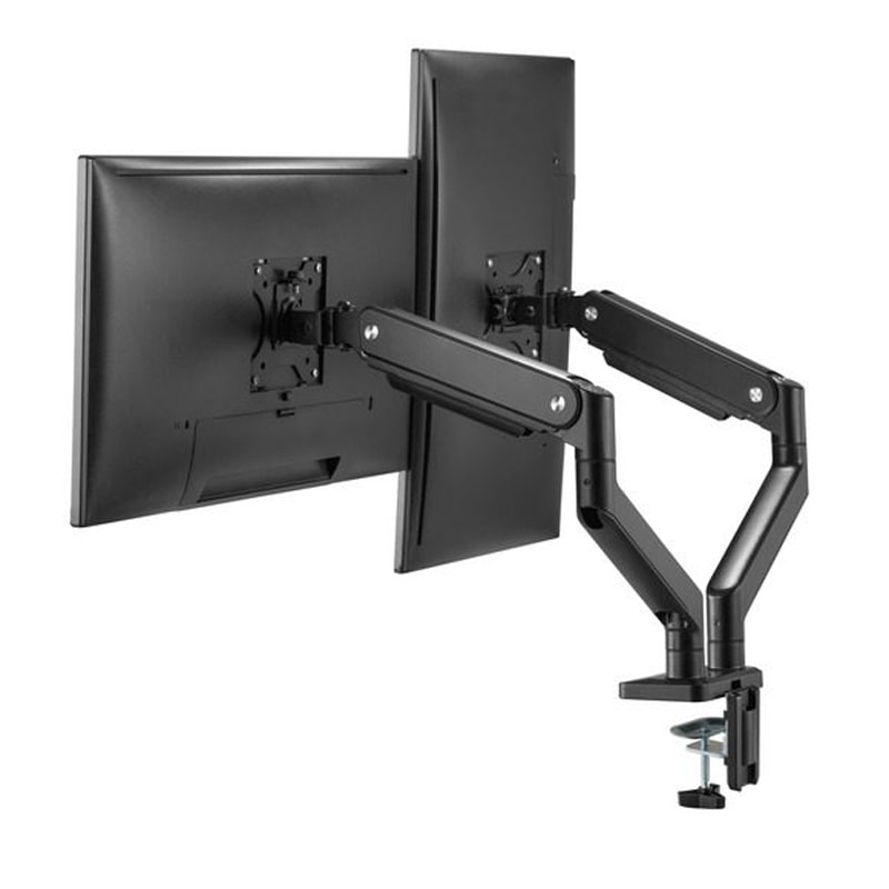 MXG BMA-24U Dual Monitor Premium Aluminum Spring-Assisted With 3.0 USB Cable Monitor Arm – Matte Black