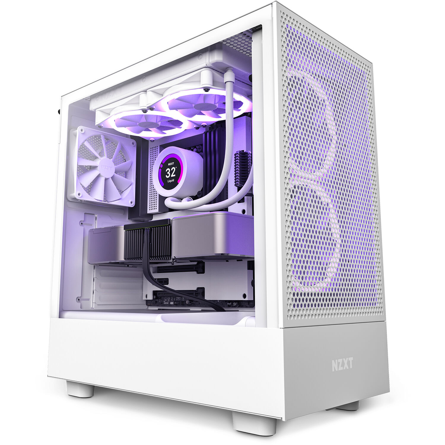 NZXT H5 Flow Mid Tower Gaming Chassis – Matte White