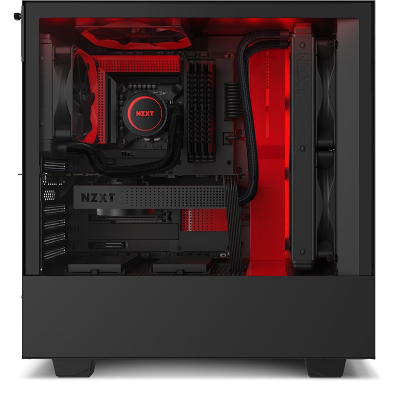 NZXT H510i Mid Tower Gaming Chassis – Matte Black/Red
