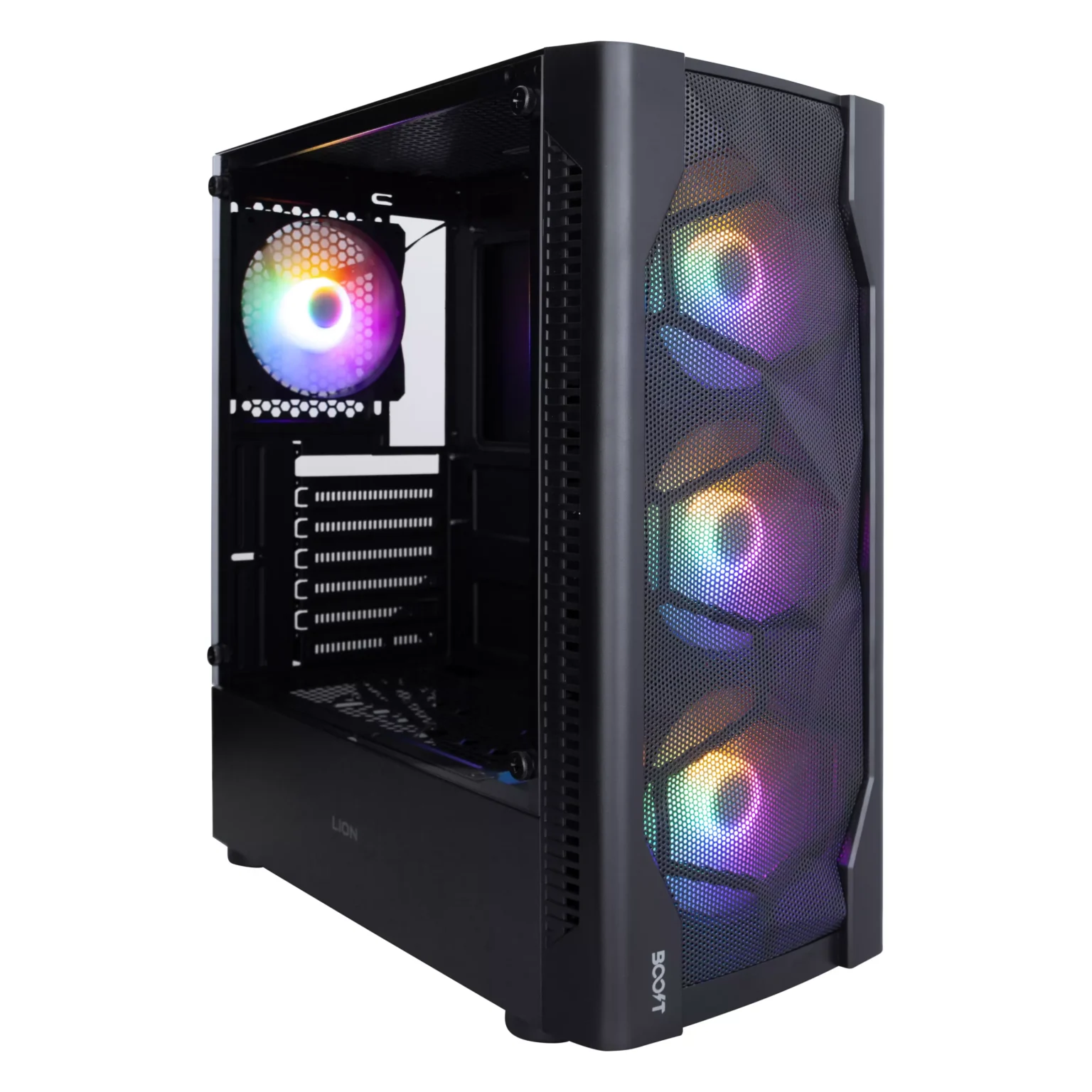 Boost Lion PC Case with 4 RGB Fans - Black