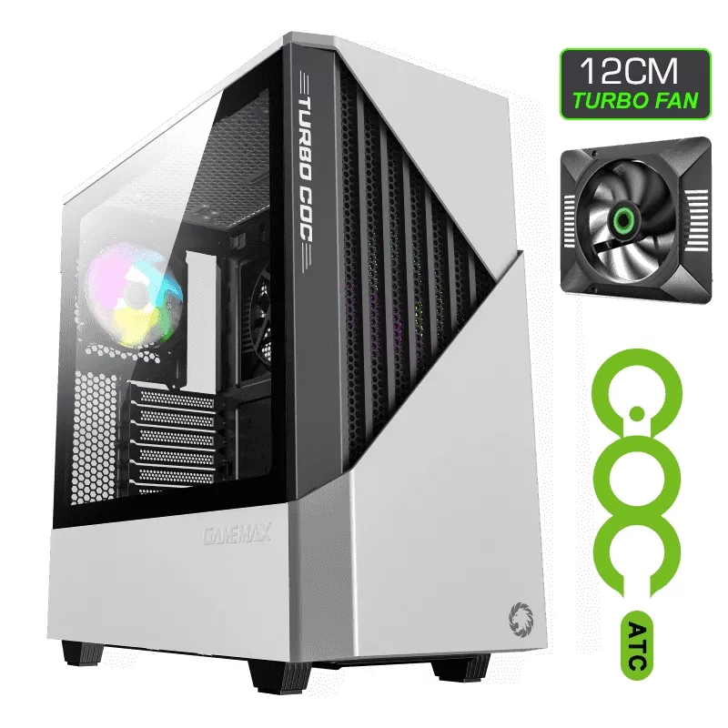 GameMax Contac COC Mid-Tower Gaming Case - White