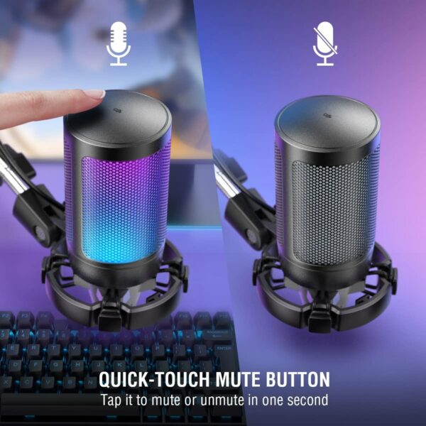 Fifine Ampligame A6T USB Condenser RGB Gaming Microphone Kit