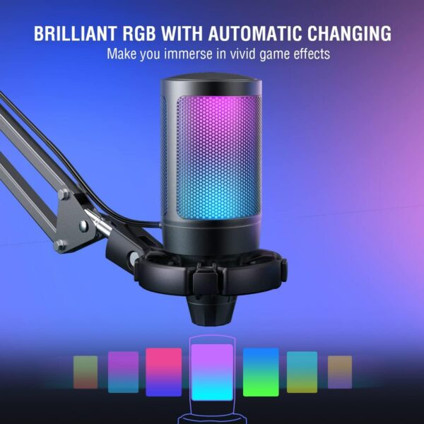 Fifine Ampligame A6T USB Condenser RGB Gaming Microphone Kit