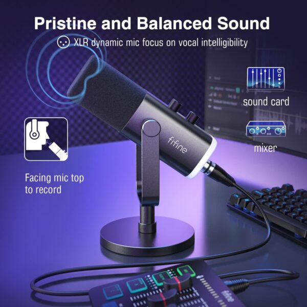 Fifine Ampligame AM8 XLR/USB Dynamic RGB Gaming Microphone