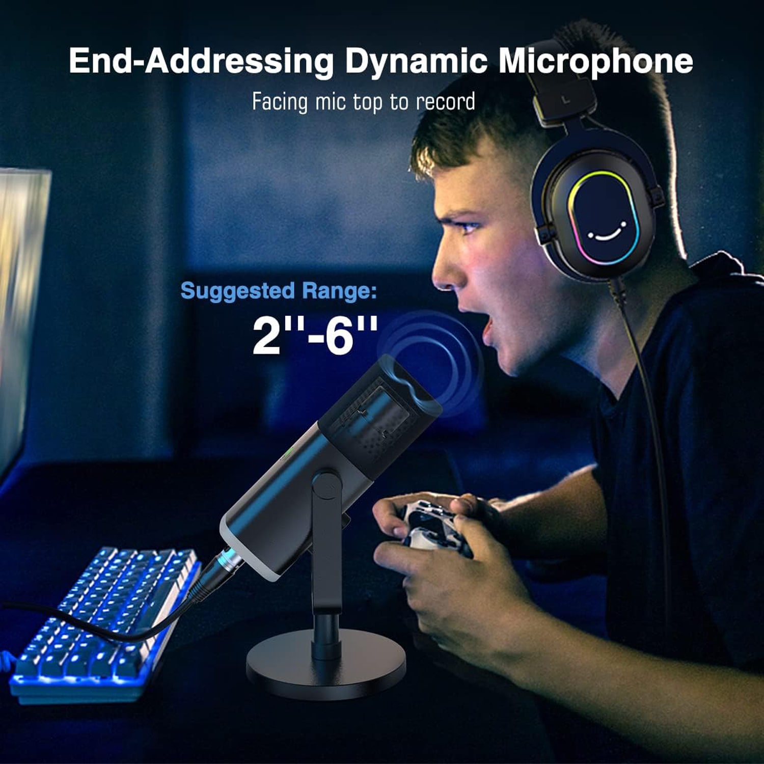 Fifine Ampligame AM8 XLR/USB Dynamic RGB Gaming Microphone