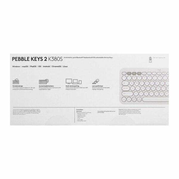 Logitech K380S Pebble Keys 2 Wireless Keyboard – Tonal White