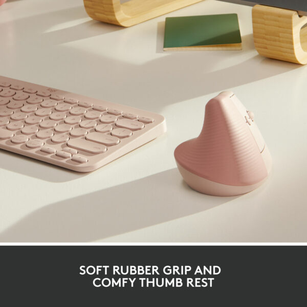 Logitech Lift Vertical Ergonomic Wireless Mouse – Pink
