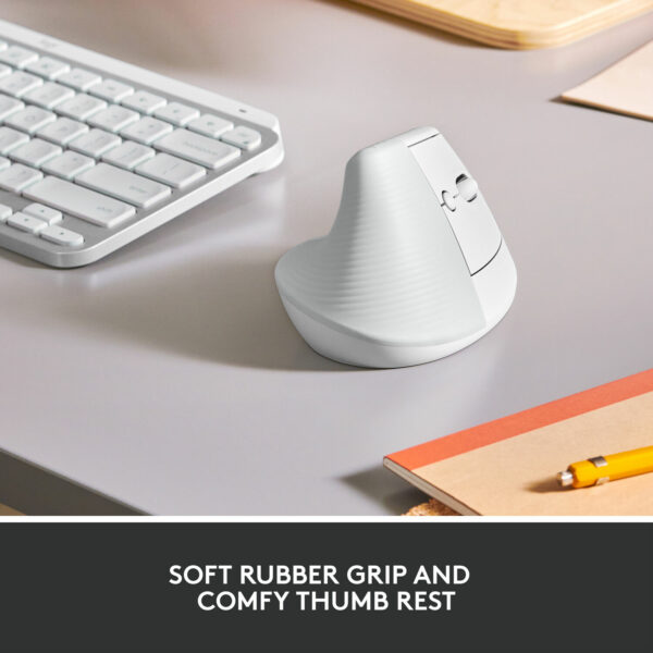 Logitech Lift Vertical Ergonomic Wireless Mouse – White